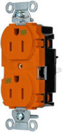 EdgeConnectTM Duplex Receptacle, 15A 125V, 2-Pole 3-Wire, Weather Resistant, Orange
