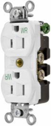 Weather Resistant Duplex Receptacle, 15A 125V, 2-Pole, 3-Wire, White