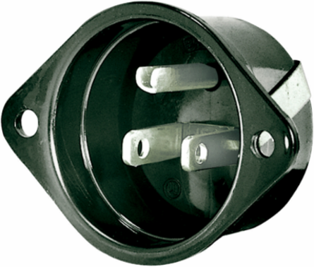 Straight Blade Clamp Type Receptacle, 15A 125V, 2-Pole 3-Wire Grounding, Black