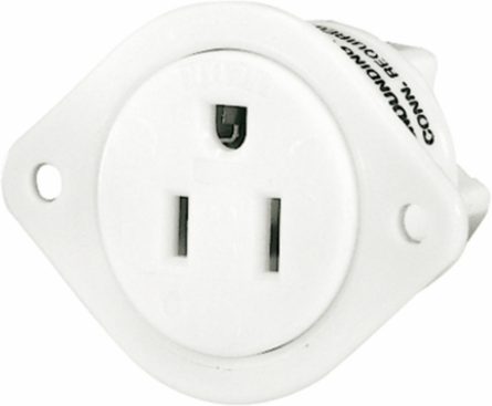 Clamp Type Flanged Receptacle 15A 125V 2-Pole 3-Wire Grounding White