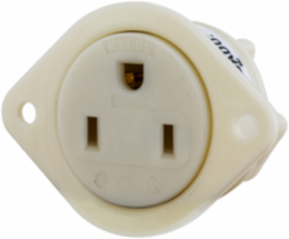 Clamp Type Flanged Receptacle 15A 125V 2-Pole 3-Wire Grounding White