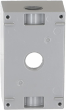 1-Gang Weatherproof Electrical Box with Three 1/2 Inch Threaded Outlets, Gray