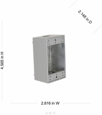 1-Gang Weatherproof Electrical Box with Three 1/2 Inch Threaded Outlets, Gray