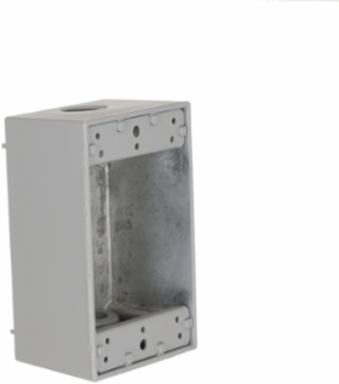 1-Gang Weatherproof Electrical Box with Three 1/2 Inch Threaded Outlets, Gray