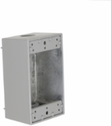 1-Gang Weatherproof Electrical Box with Three 1/2 Inch Threaded Outlets, Gray