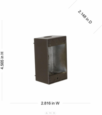 1-Gang Weatherproof Box with Three 1/2 Inch Threaded Outlets, Bronze
