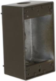 1-Gang Weatherproof Box with Three 1/2 Inch Threaded Outlets, Bronze