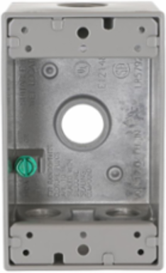 Weatherproof Box 1-Gang 4 Outlet Gray with Metallic Construction and NEMA 3R Rating