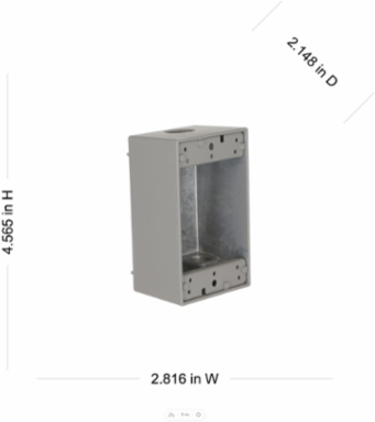Weatherproof Box 1-Gang 4 Outlet Gray with Metallic Construction and NEMA 3R Rating