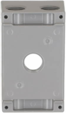 Weatherproof Box 1-Gang, 5 Outlet (1/2 Inch), Aluminum Construction, Gray