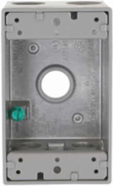 Weatherproof Box 1-Gang, 5 Outlet (1/2 Inch), Aluminum Construction, Gray