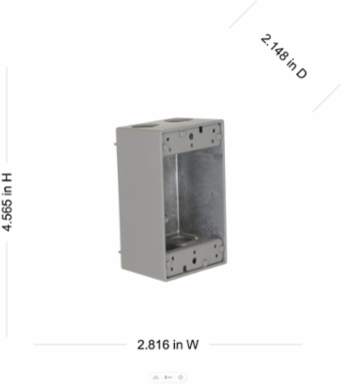Weatherproof Box 1-Gang, 5 Outlet (1/2 Inch), Aluminum Construction, Gray