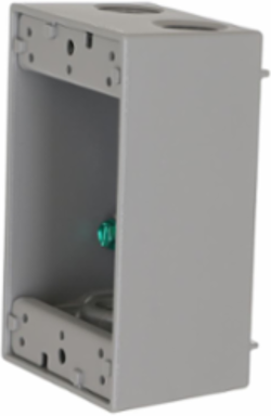 Weatherproof Box 1-Gang, 5 Outlet (1/2 Inch), Aluminum Construction, Gray