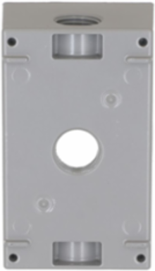 1-Gang Weatherproof Box with Five 1/2 Inch Threaded Outlets, Aluminum Construction