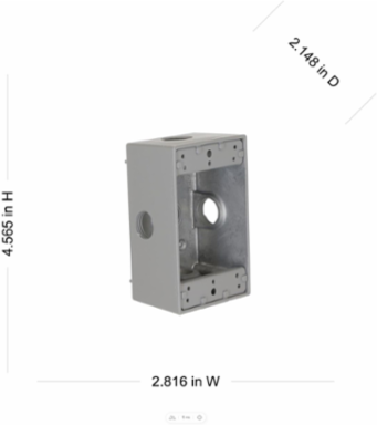 1-Gang Weatherproof Box with Five 1/2 Inch Threaded Outlets, Aluminum Construction