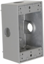 1-Gang Weatherproof Box with Five 1/2 Inch Threaded Outlets, Aluminum Construction