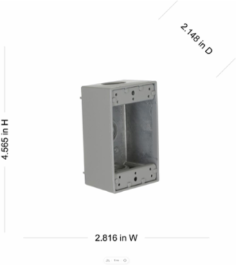 1-Gang Weatherproof Box with 3 Outlets, NEMA 3R, Aluminum, Gray