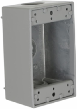 1-Gang Weatherproof Box with 3 Outlets, NEMA 3R, Aluminum, Gray