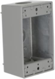 1-Gang Weatherproof Box with 3 Outlets, NEMA 3R, Aluminum, Gray