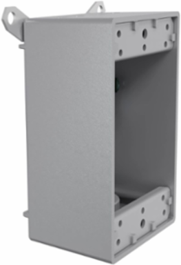 1-Gang Weatherproof Box with Four 3/4 Inch Threaded Outlets, Gray, NEMA 3R
