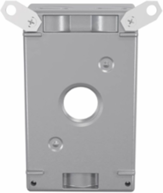 1-Gang Weatherproof Box with Four 3/4 Inch Threaded Outlets, Gray, NEMA 3R