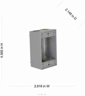 1-Gang Weatherproof Box with 5 Outlets, 3/4 Inch Threads, Metallic Gray
