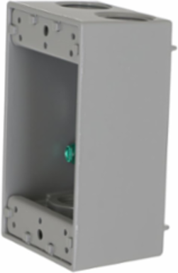 1-Gang Weatherproof Box with 5 Outlets, 3/4 Inch Threads, Metallic Gray