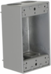 1-Gang Weatherproof Box with 5 Outlets, 3/4 Inch Threads, Metallic Gray