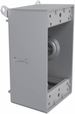 1-Gang Weatherproof Box with 5 Threaded 3/4 Inch Outlets, Gray