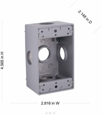 1-Gang Weatherproof Box with 5 Threaded 3/4 Inch Outlets, Gray