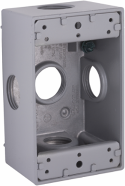 1-Gang Weatherproof Box with 5 Threaded 3/4 Inch Outlets, Gray