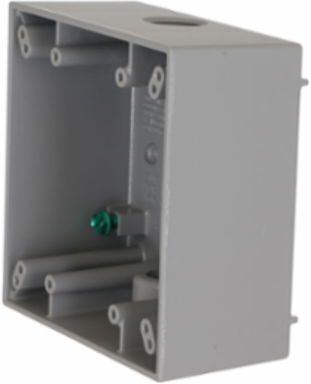 2-Gang Weatherproof Box, 3 Outlets, 4.5 Inch Width, Metallic, Gray