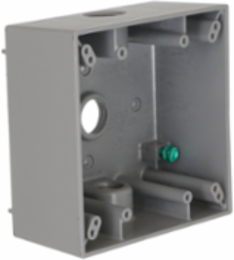 2-Gang Weatherproof Box, 3 Outlets, 4.5 Inch Width, Metallic, Gray