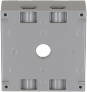 2-Gang Weatherproof Box with Five 1/2 Inch Outlets, Gray, NEMA 3R Rating