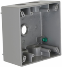 2-Gang Weatherproof Box with Five 1/2 Inch Outlets, Gray, NEMA 3R Rating