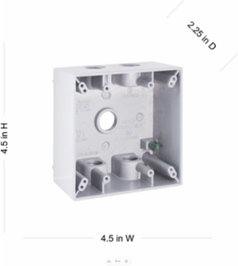 2-Gang Weatherproof Box, 5 Threaded Outlets, 1/2 Inch, UL Listed, Aluminum Construction