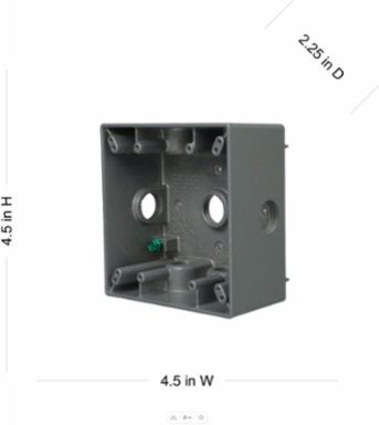 2-Gang Weatherproof Box with 7 Threaded Outlets, Aluminum, NEMA 3R