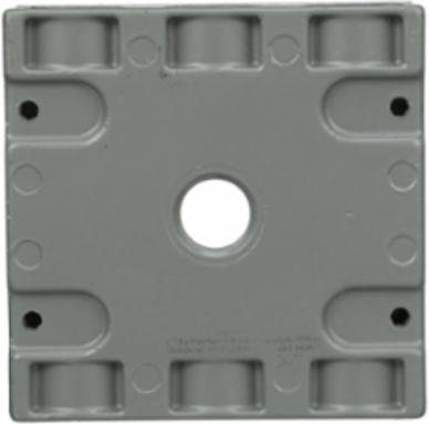 2-Gang Weatherproof Box with 7 Threaded Outlets, 4.5 Inch Width, Gray