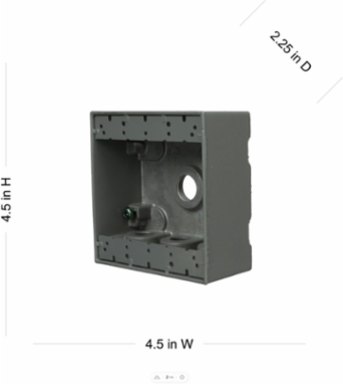 2-Gang Weatherproof Box with 7 Threaded Outlets, 4.5 Inch Width, Gray