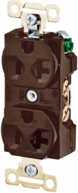 Duplex Receptacle, Commercial Grade, 20A 125V, 2-Pole 3-Wire, Side Wired, Brown