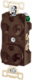 Duplex Receptacle, Commercial Grade, 20A 125V, 2-Pole 3-Wire, Side Wired, Brown