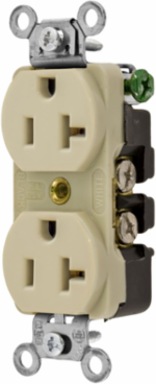 Duplex Receptacle 20A 125V 2-Pole 3-Wire Grounding Side Wired Ivory, 3.28 x 1.38 x 0.92 Inch