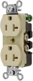 Duplex Receptacle 20A 125V 2-Pole 3-Wire Grounding Side Wired Ivory, 3.28 x 1.38 x 0.92 Inch