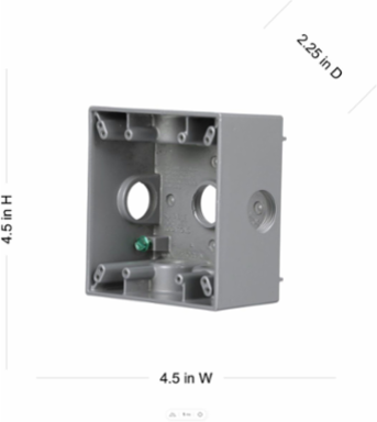 2-Gang Weatherproof Box, 7 Outlets, 3/4 Inch Threads, Aluminum, Gray