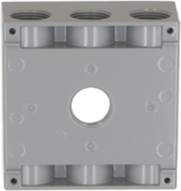 2-Gang Weatherproof Box with Seven 3/4 Inch Threaded Outlets, Gray, Aluminum