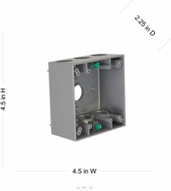 2-Gang Weatherproof Box with Seven 3/4 Inch Threaded Outlets, Gray, Aluminum