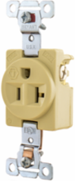 Commercial Grade Single Receptacle, 20A 125V, 2-Pole 3-Wire, Side Wired, Ivory
