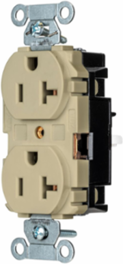 EdgeConnectTM 2-Pole 3-Wire Receptacle, 20A 125V, Screwless Terminal, Ivory