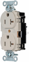 Hubbell-Pro Light Almond Receptacle, 2-Pole 3-Wire, 20A 125V, Screwless Terminal