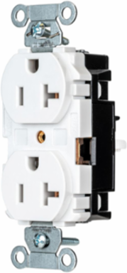 EdgeConnectTM Commercial Grade Receptacle, 20A 125V, 2-Pole 3-Wire, Screwless Terminal, White